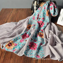 Cute floral print spring wholesale custom printed multi wear fantasy scarf for women